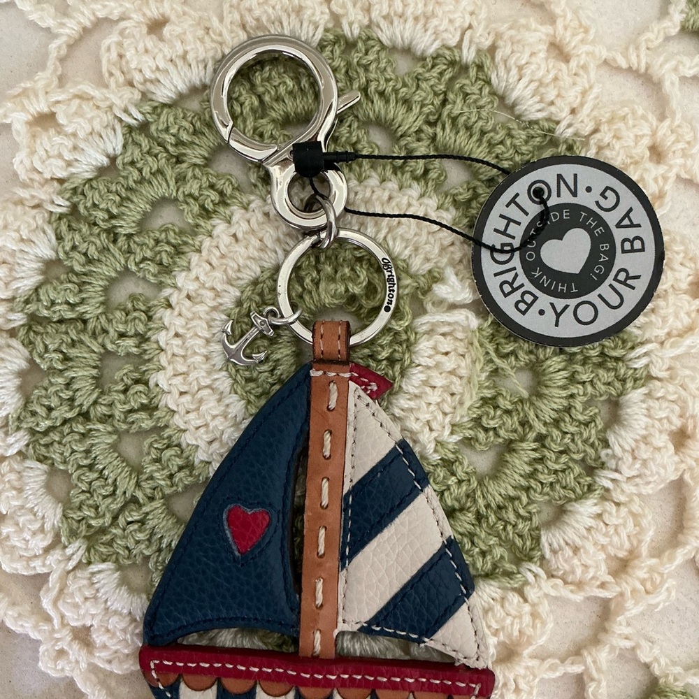 Brighton Sailboat Keychain - Navy, Red, and Cream